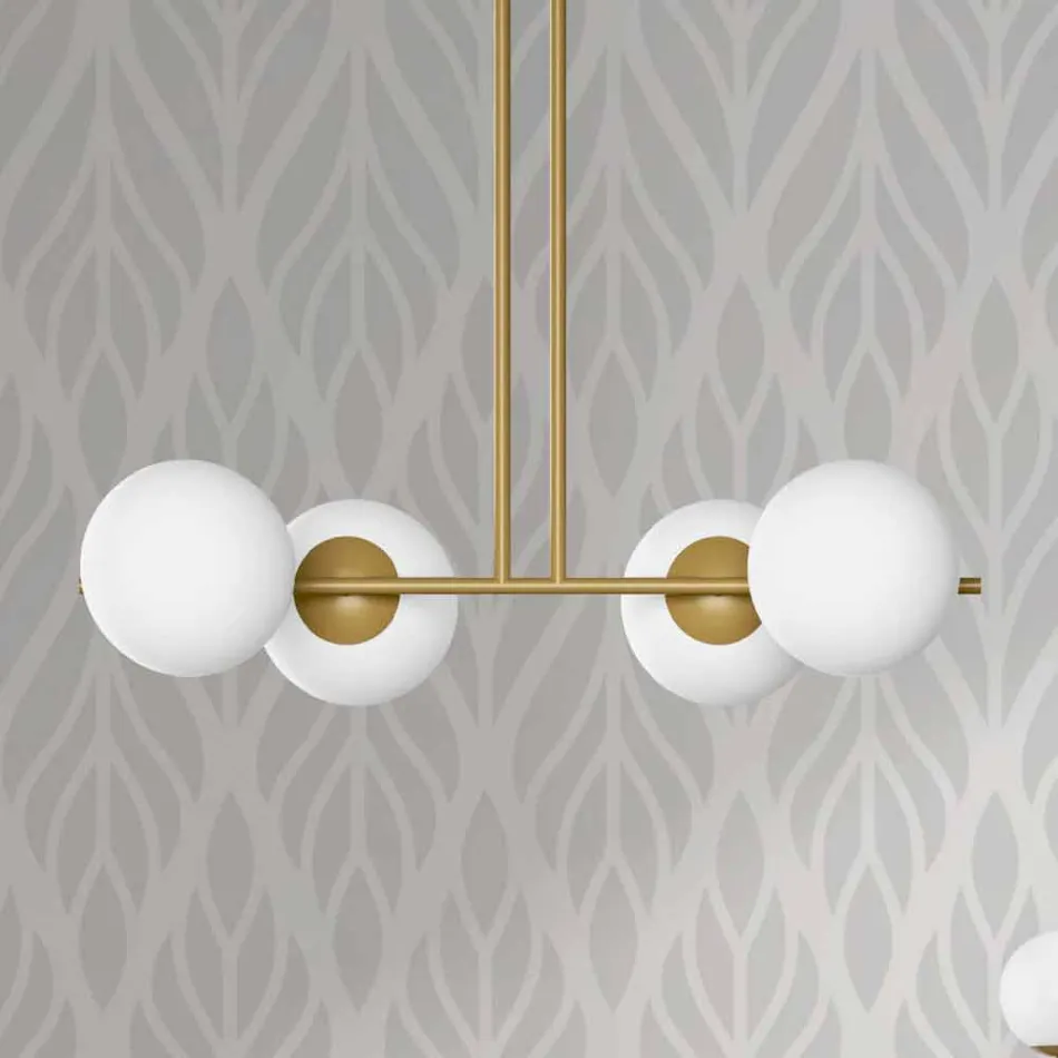 Lampada a Sospensione Moderna in Metallo e Vetro Bianco Made in Italy - Carima Viadurini