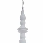 Lampada a Sospensione Paralume Corto in Ceramica Bianca Lucida Design - Cadabra Viadurini