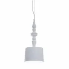 Lampada a Sospensione Paralume Corto in Ceramica Bianca Lucida Design - Cadabra Viadurini