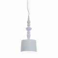 Lampada a Sospensione Paralume Corto in Ceramica Bianca Lucida Design - Cadabra