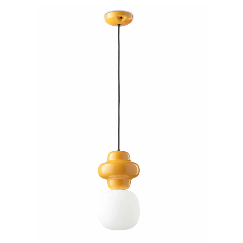 Lampada a Sospensione Realizzata in Ceramica e Vetro Made in Italy - Capocabana Viadurini
