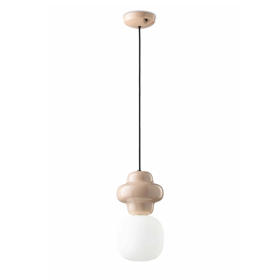 Lampada a Sospensione Realizzata in Ceramica e Vetro Made in Italy - Capocabana Viadurini