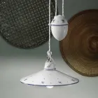 Lampada a Sospensione Saliscendi in Ceramica Decorata 2 Misure - Asti Viadurini