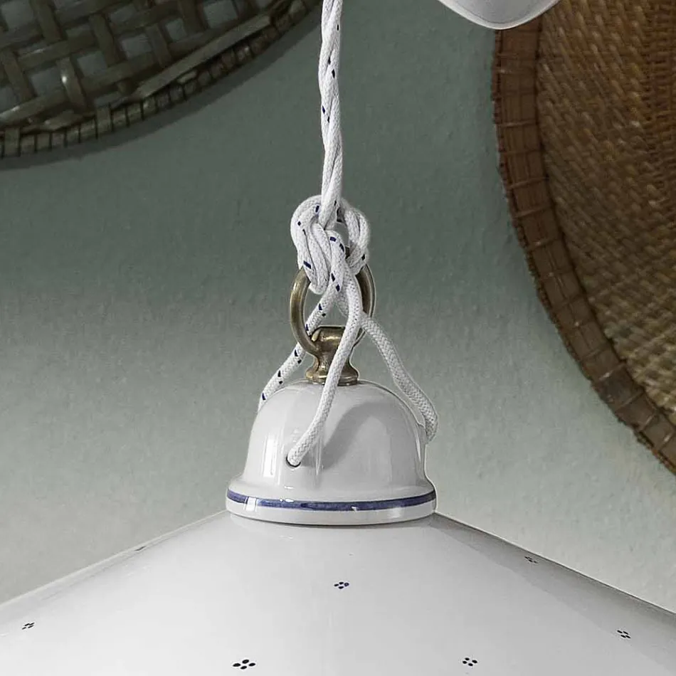 Lampada a Sospensione Saliscendi in Ceramica Decorata 2 Misure - Asti Viadurini
