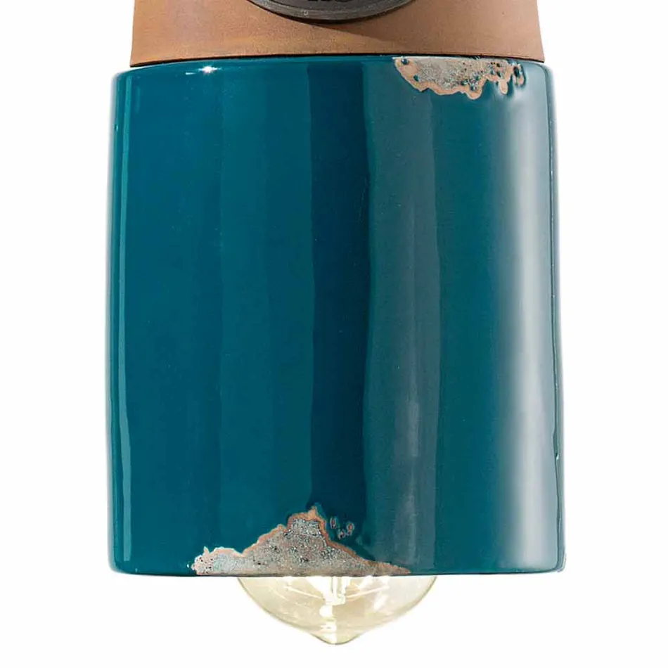 Lampada a sospensione stile industriale ceramica e ferro Stephanie Viadurini