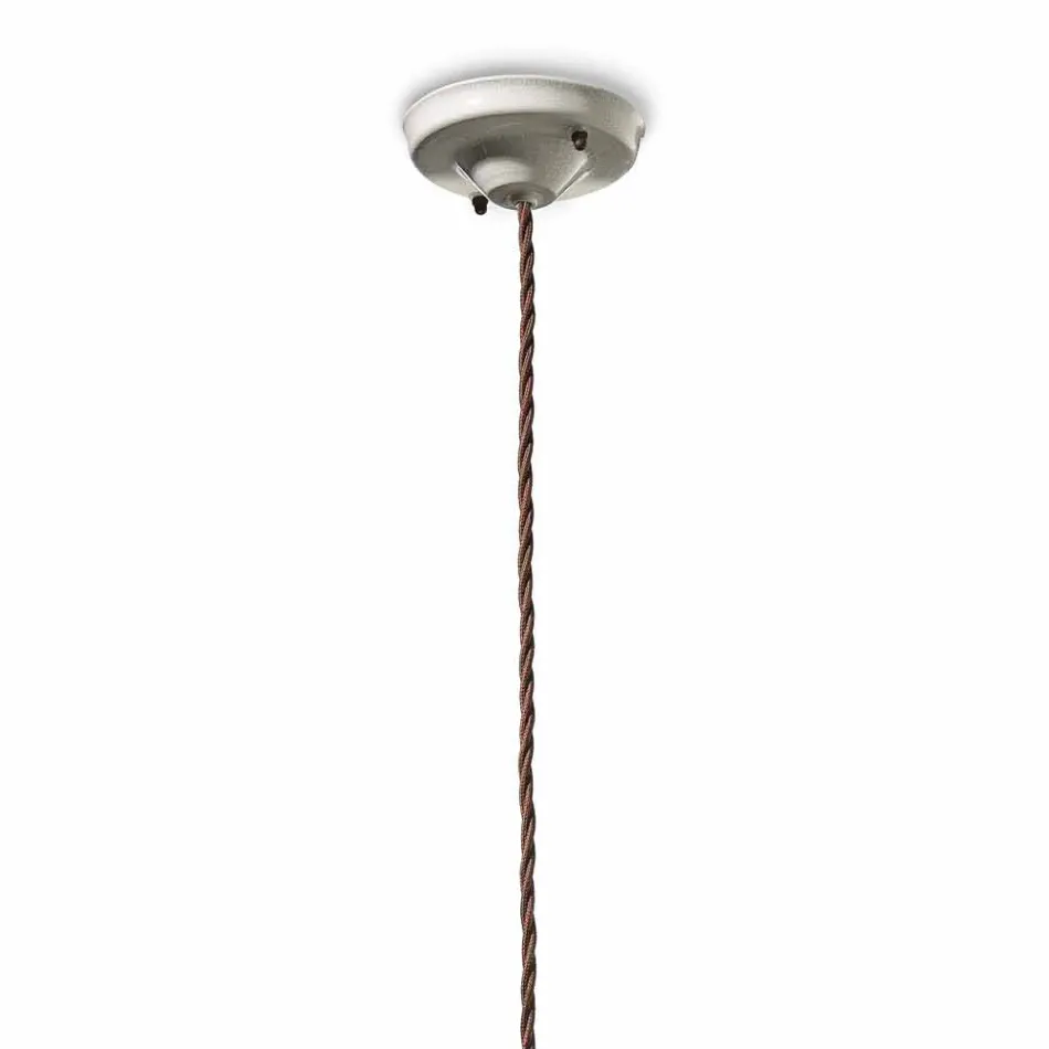 Lampada a sospensione vintage in ceramica e metallo Janice Ferroluce Viadurini