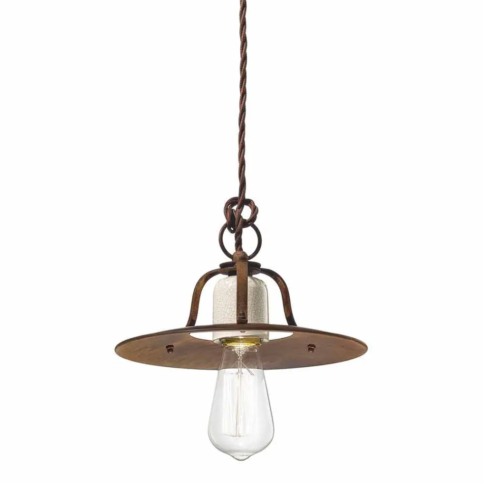 Lampada a sospensione vintage in ceramica e metallo Janice Ferroluce Viadurini