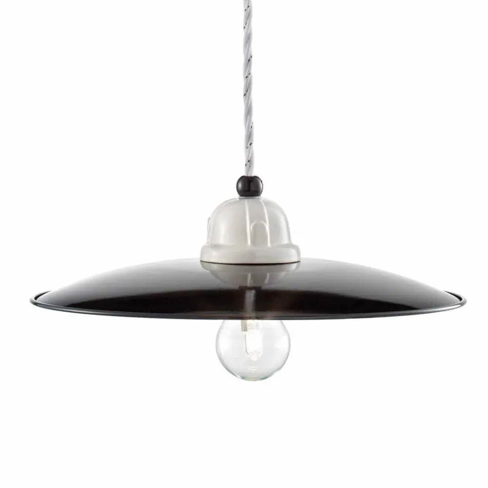 Lampada a sospensione vintage rivisitato in ceramica Kelly Ferroluce Viadurini