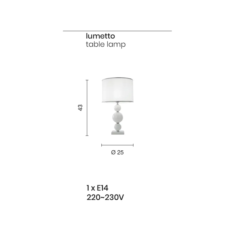 Lampada Appoggio Classica in Vetro Artigianale Italiano e Metallo - Memore Viadurini