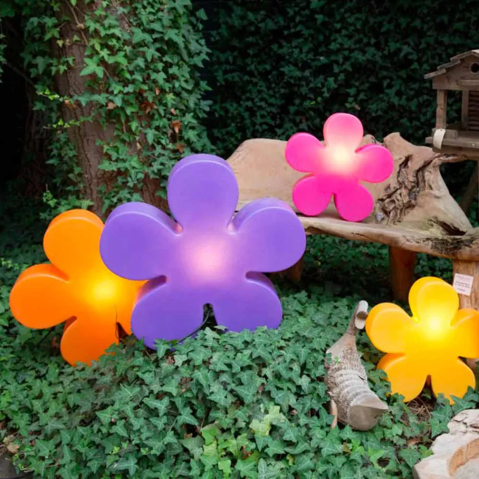 Lampada Appoggio per Interni o Esterni Design Moderno Fiore Colorato - Fiorestar Viadurini