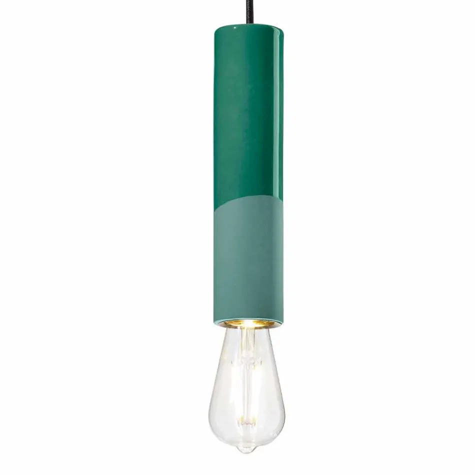 Lampada Cilindrica a Sospensione Ceramica Colorata Made in Italy – Ferroluce Pi Viadurini