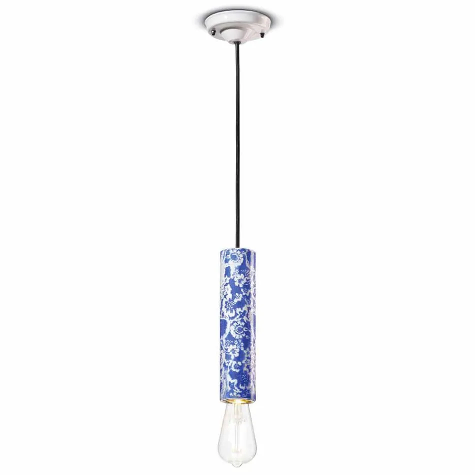 Lampada Cilindrica a Sospensione Ceramica Colorata Made in Italy – Ferroluce Pi Viadurini
