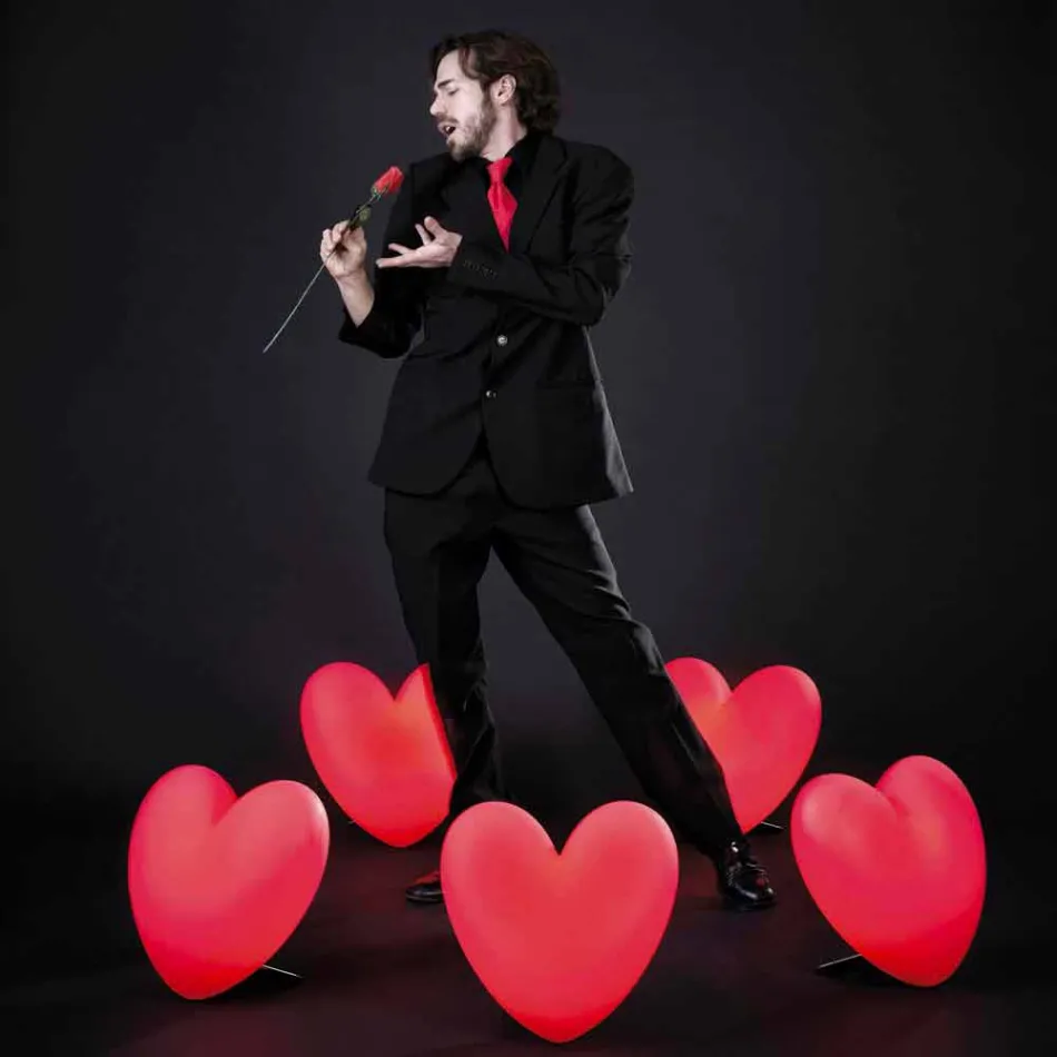 Lampada cuore da tavolo luminosa Slide Love colorata fatta in Italia Viadurini