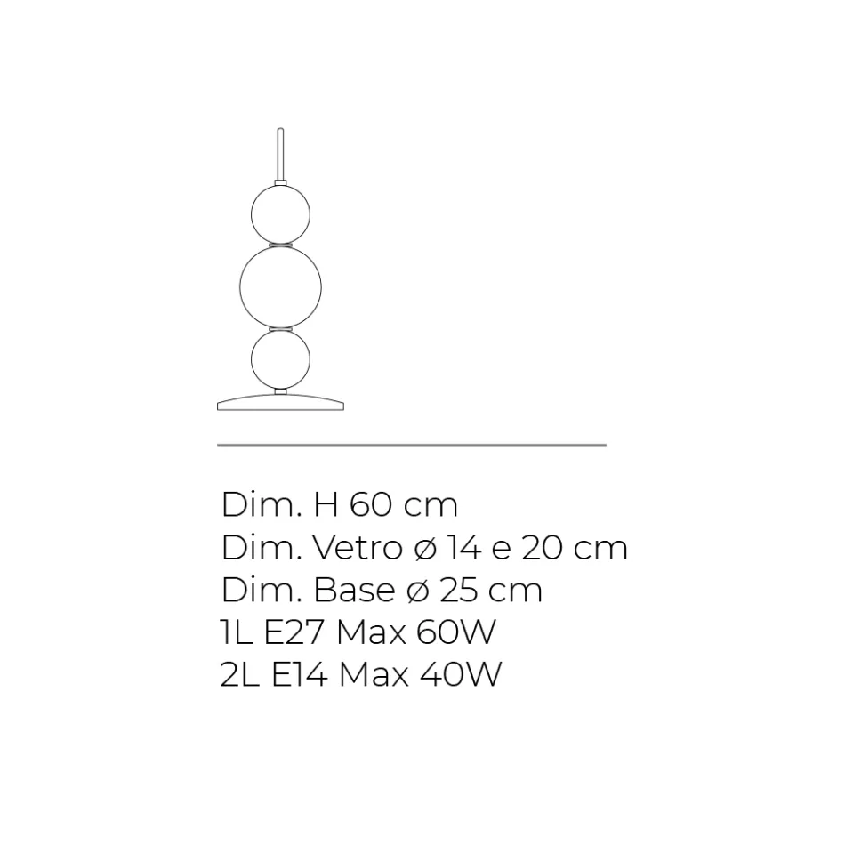 Lampada da Appoggio a Tre Lumi in Vetro e Metallo Made in Italy - Lumira Viadurini