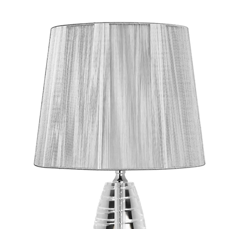 Lampada da Appoggio Classica in Cristallo e Paralume Quadrato di Lusso - Squilla Viadurini