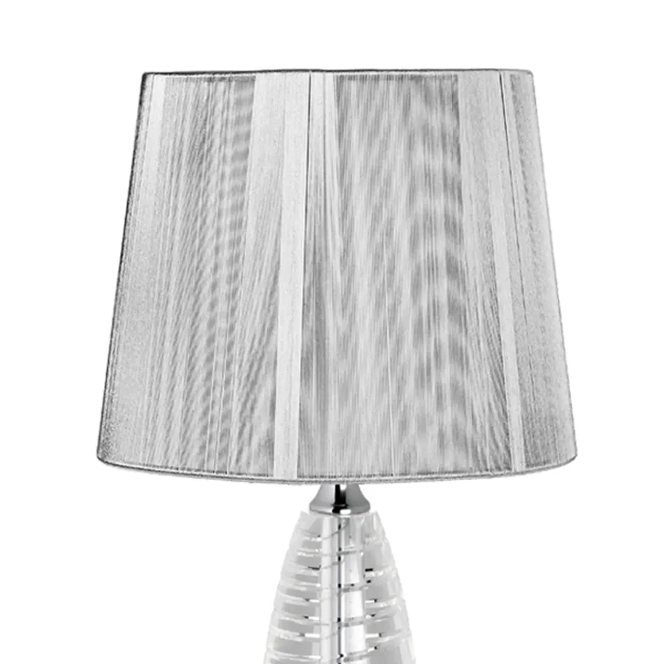 Lampada da Appoggio Classica in Cristallo e Paralume Quadrato di Lusso - Squilla Viadurini