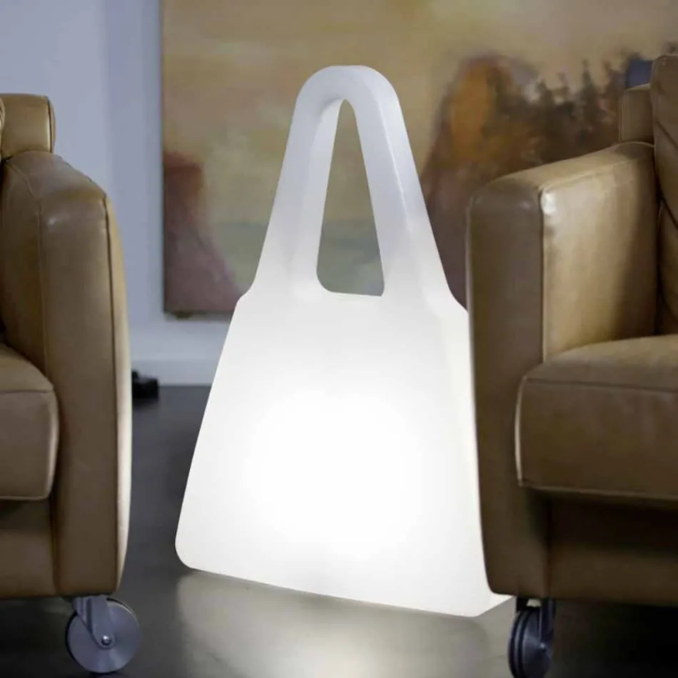 Lampada da Appoggio in Plastica Bianca di Design Moderno da Interno - Borsastar Viadurini