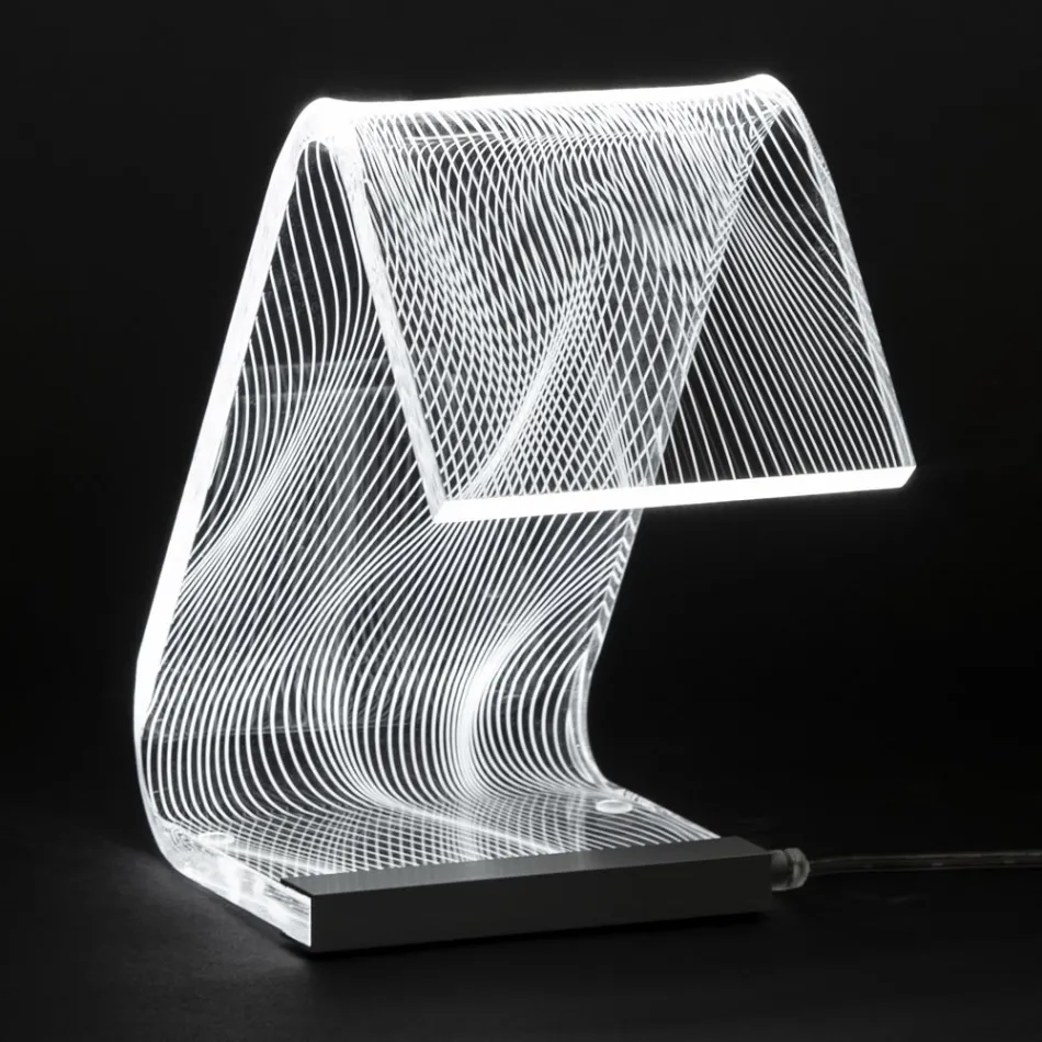 Lampada da Appoggio Led Cristallo Acrilico Decoro a Laser - Possett Viadurini
