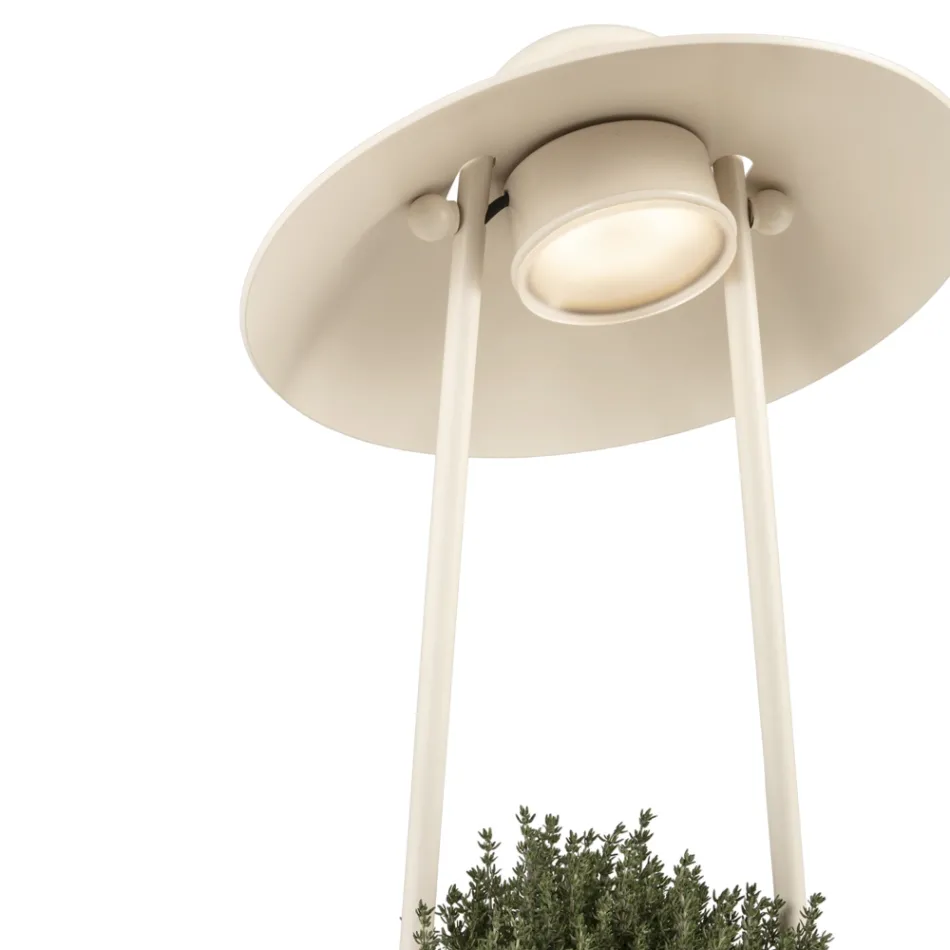 Lampada da Esterno con Fioriera in Argilla, Alluminio e Ottone - Cappello Viadurini
