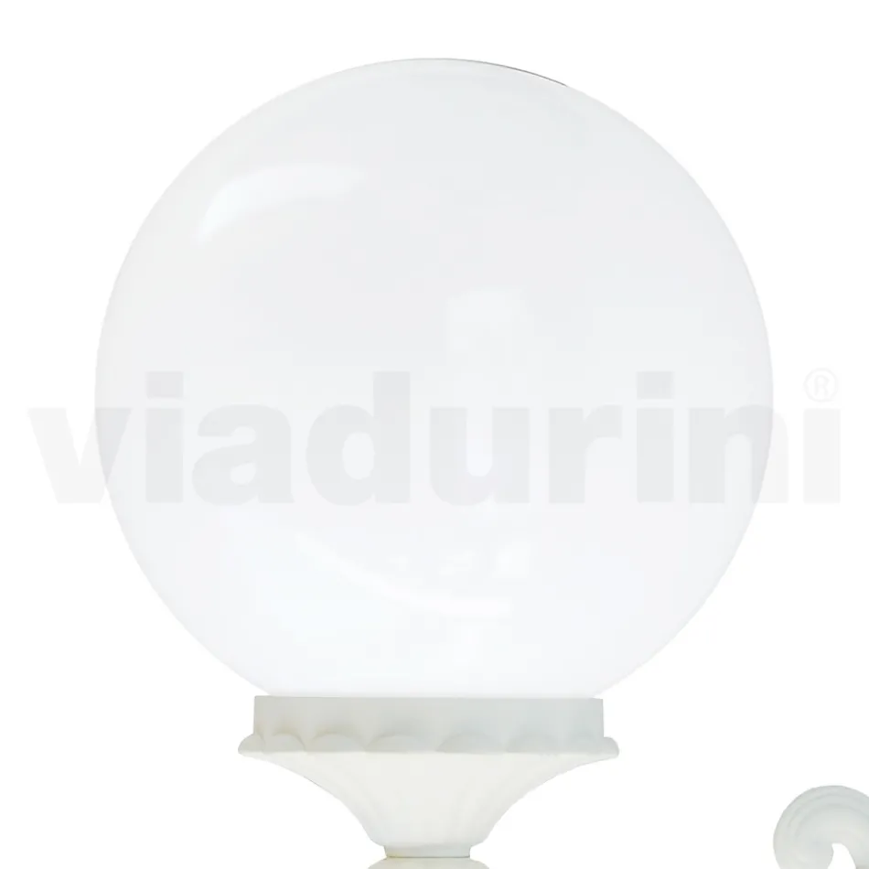 Lampada da Esterno in Alluminio Bianco con Sfera in Acrilico Opale - Trovabianco Viadurini