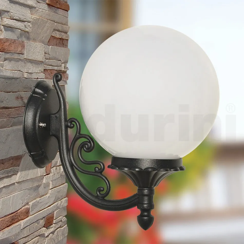 Lampada da Esterno in Alluminio con Sfera in Acrilico Opale - Trovaantracite Viadurini