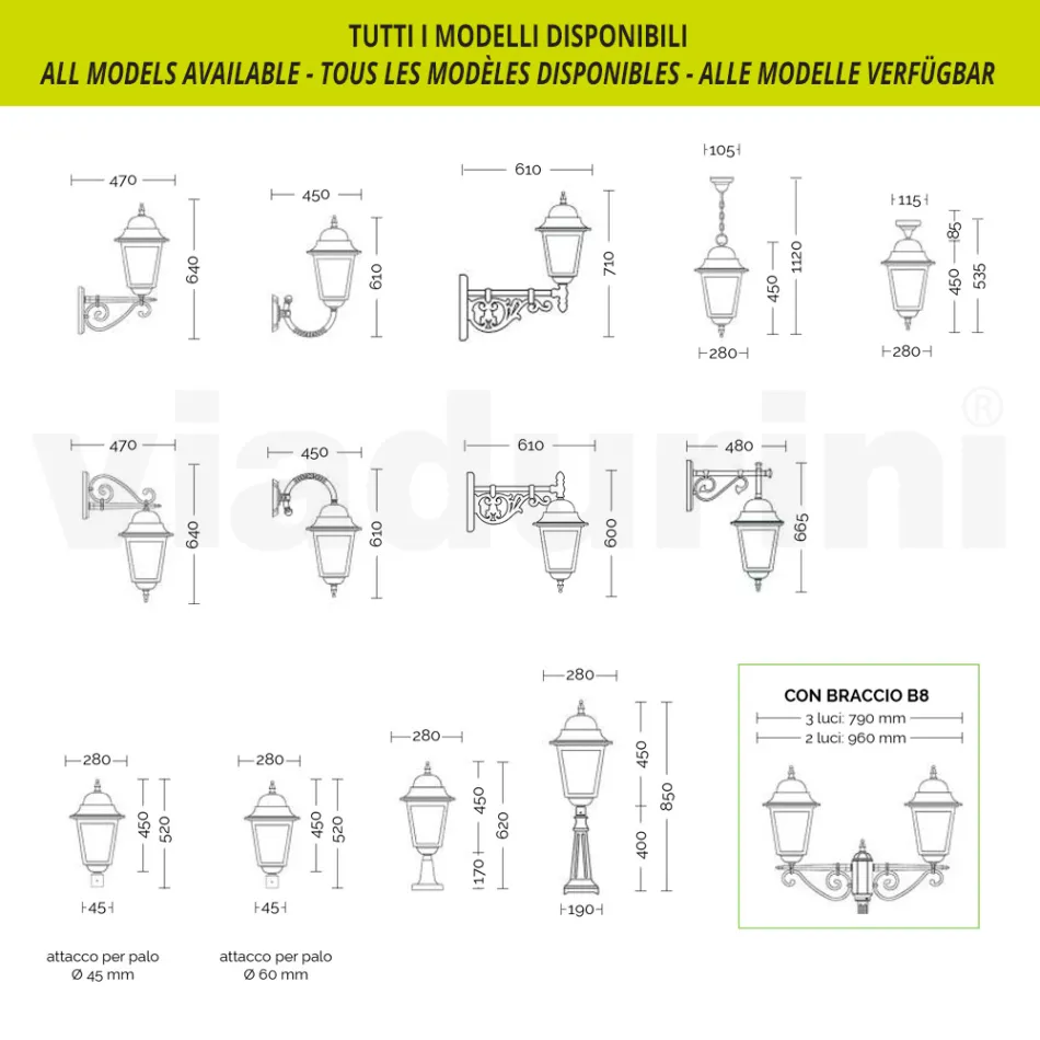 Lampada da Esterno in Vetro e Alluminio in 5 Diverse Finiture - Alchimista Viadurini
