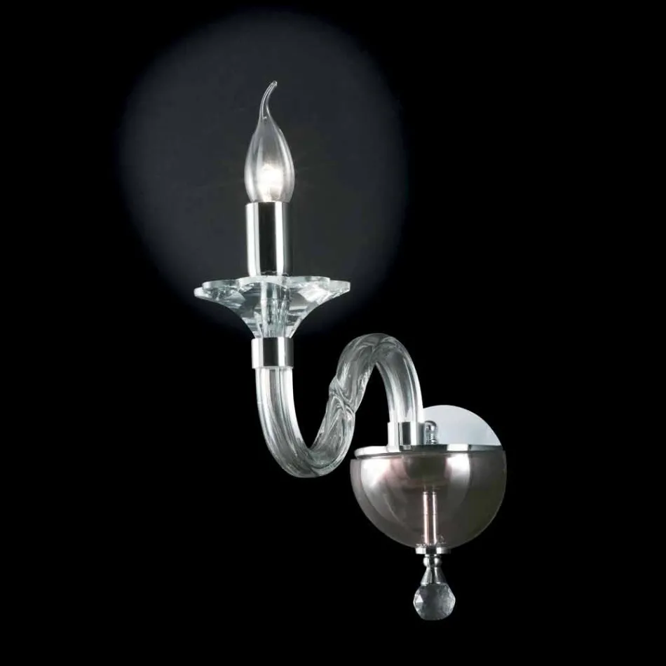 Lampada da parete di design in vetro e cristallo Ivy, made in Italy Viadurini