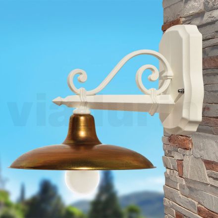 Lampada da Parete per Esterno in Alluminio e Ottone Made in Italy - Adela Viadurini