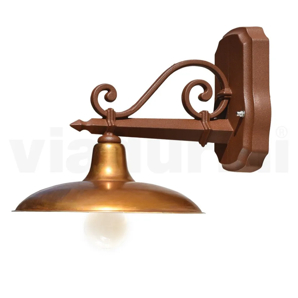 Lampada da Parete per Esterno in Alluminio e Ottone Made in Italy - Adela Viadurini