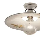 Lampada da Soffitto in Ferro e Ceramica Grezza Decorata a Mano - Bologna Viadurini