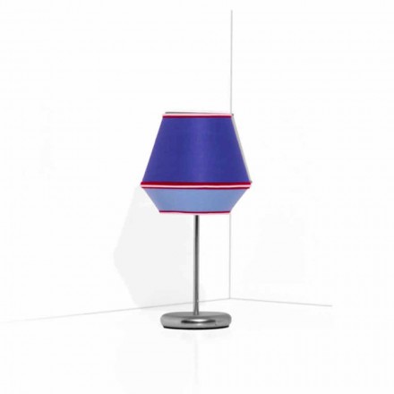 Lampada da Tavolo Blu con Struttura in Metallo Cromato Made in Italy - Soya Viadurini