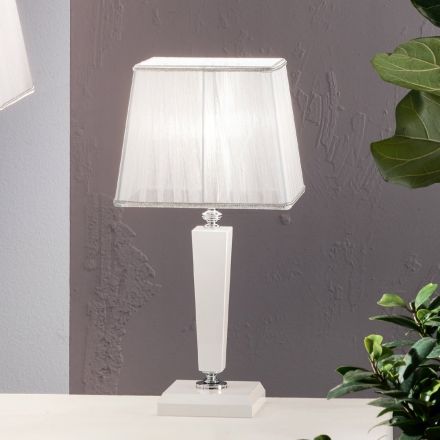 Lampada da Tavolo Classica in Vetro a Mano Italiano e Paralume - Malesia Viadurini