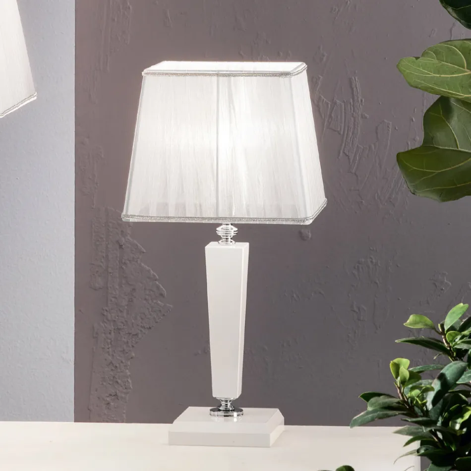 Lampada da Tavolo Classica in Vetro a Mano Italiano e Paralume - Malesia Viadurini