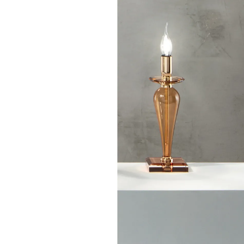 Lampada da Tavolo Classica in Vetro Italiano a Mano e Metallo Oro - Oliver Viadurini