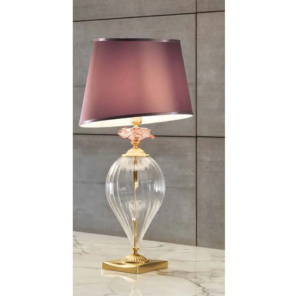 Lampada da Tavolo Classica Vetro Artigianale e Paralume Lusso - Flanders Viadurini