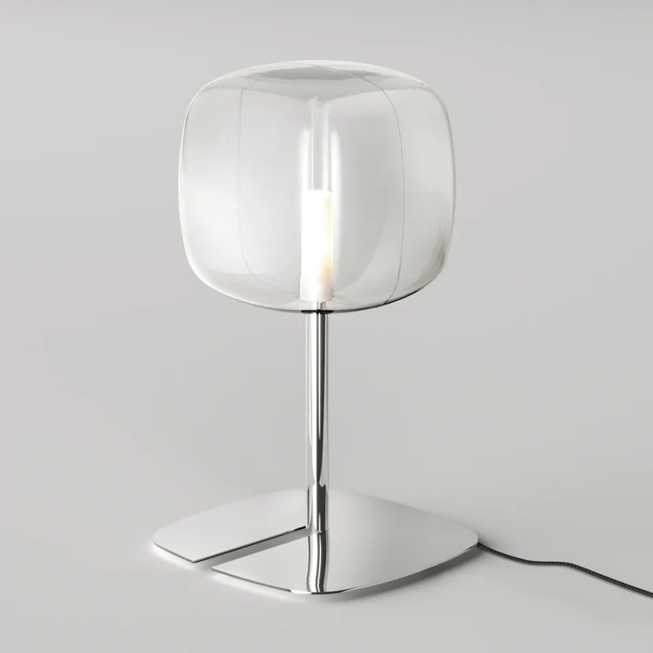 Lampada da Tavolo con Struttura in Metallo Lucido Made in Italy - Donatina Viadurini