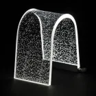 Lampada da Tavolo Cristallo Acrilico Trasparente e Decoro Inciso - Bertella Viadurini