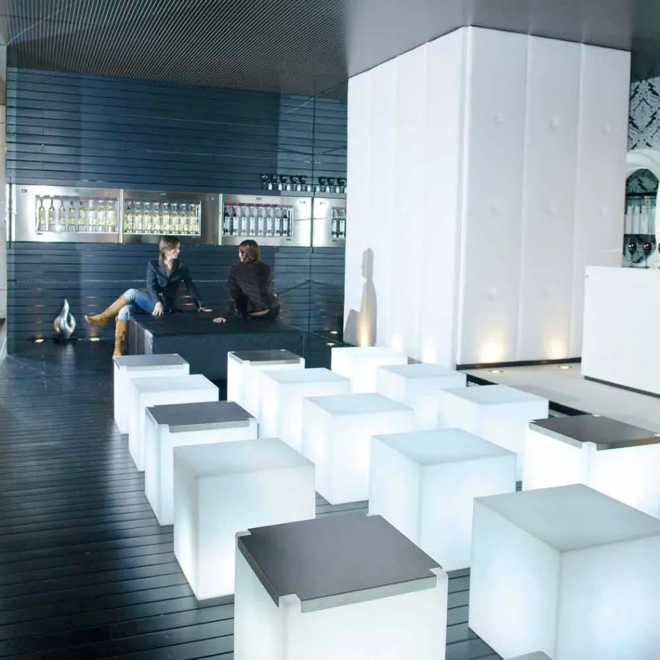 Lampada da tavolo e da terra Slide Cubo bianco luminoso made in Italy Viadurini