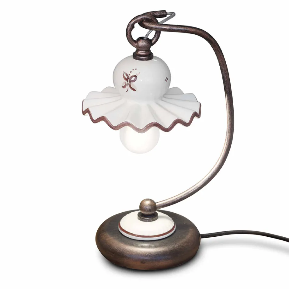 Lampada da Tavolo in Ceramica Artigianale Decorata a Mano Country - Roma Viadurini
