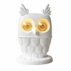 Lampada da Tavolo in Ceramica Bianca Opaca 2 Luci Design Moderno Civetta - Gufo Viadurini