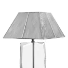 Lampada da Tavolo in Cristallo e Paralume Quadrato Argento di Lusso - Clezia Viadurini