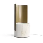 Lampada da Tavolo in Marmo Paonazzo e Metallo Made in Italy - Azumane Viadurini