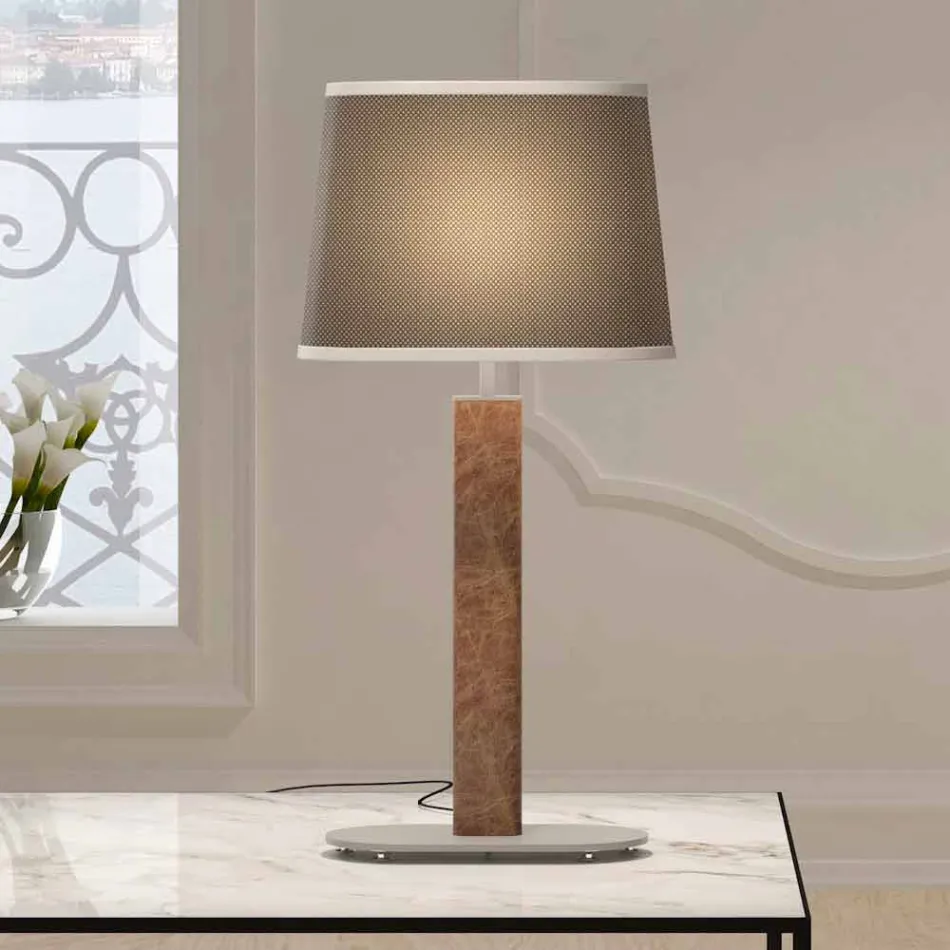 Lampada da Tavolo in Metallo con Paralume in Tessuto Made in Italy - Jump Viadurini