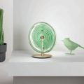 Lampada da Tavolo in Metallo e Vetro Decorato a Righe Concentriche - Bagolaro