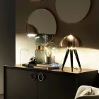 Lampada da Tavolo in Metallo Nero e Ottone Spazzolato Made in Italy - Peter Viadurini