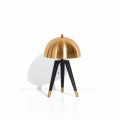 Lampada da Tavolo in Metallo Nero e Ottone Spazzolato Made in Italy - Peter