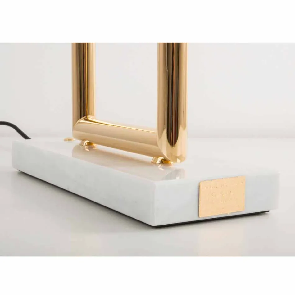 Lampada da Tavolo in Ottone e Resina con Base in Marmo Made in Italy - Quizza Viadurini