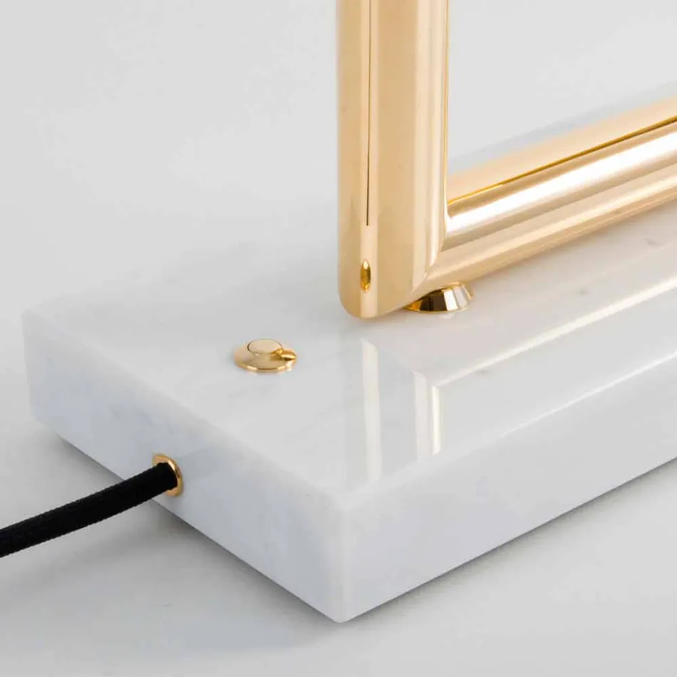 Lampada da Tavolo in Ottone e Resina con Base in Marmo Made in Italy - Quizza Viadurini