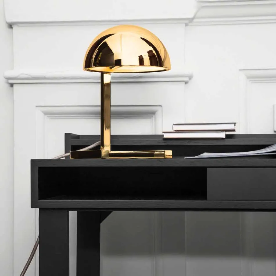 Lampada da Tavolo in Ottone Finitura Oro o Palladio Realizzata in Italia - Adana Viadurini