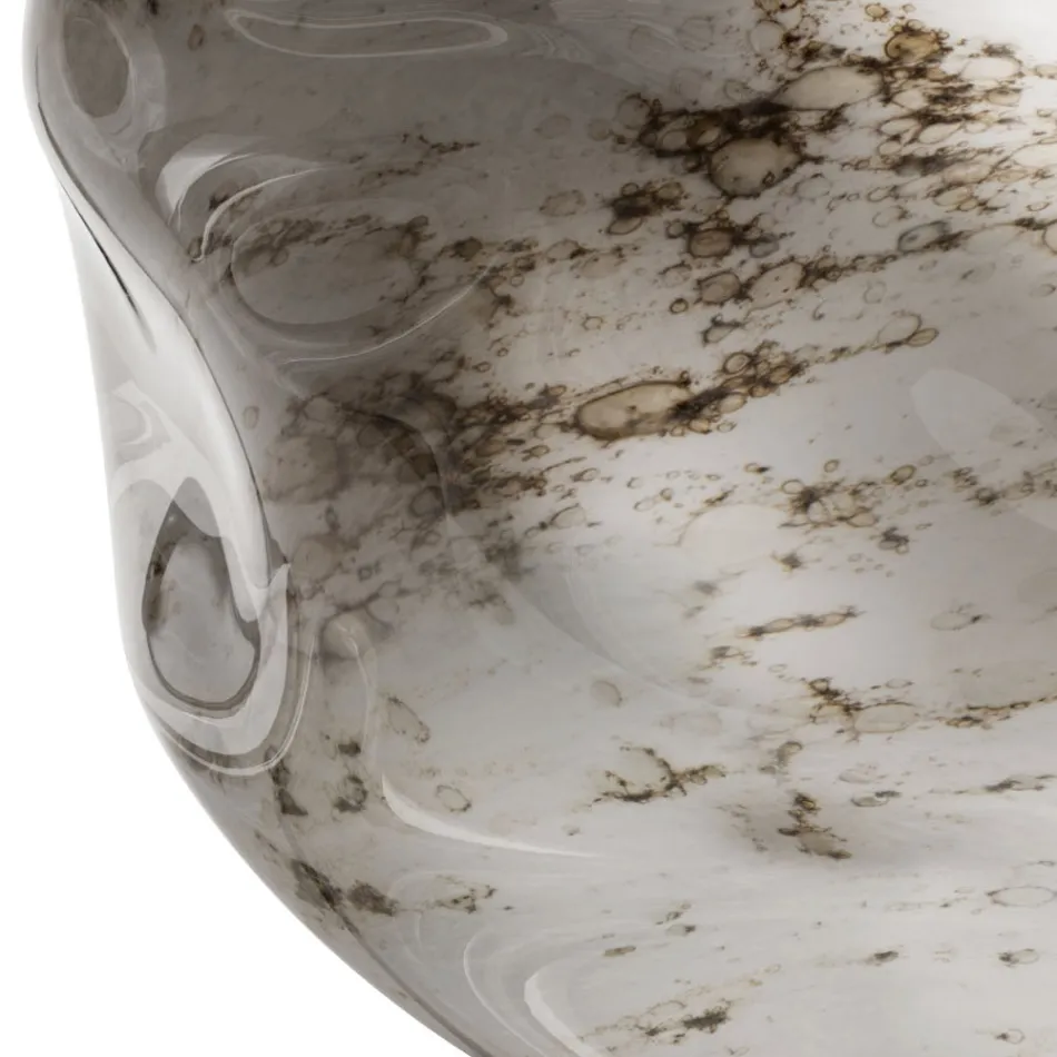 Lampada da Tavolo in Ottone Scuro e Vetro Stone Made in Italy - Bottega Viadurini